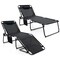 Costway 1/2 PCS Oversize Folding Chaise Lounge with Backrest Detachable Pillow Pocket